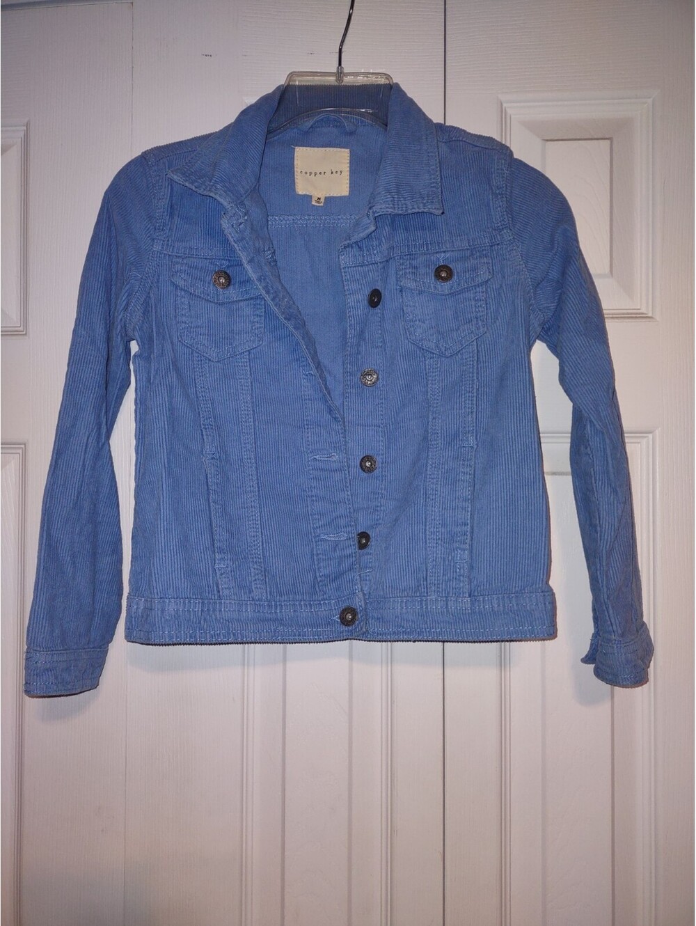 Girls Copper Key Corduroy Jacket Sky Blue Size Medium